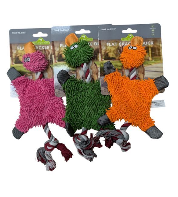 PET BUDDIES DOG FLAT CRACKLE DUCK TOY