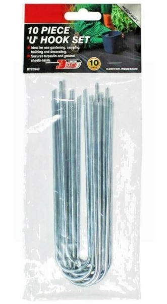 10PK 15CM HEAVY DUTY METAL U HOOK SET