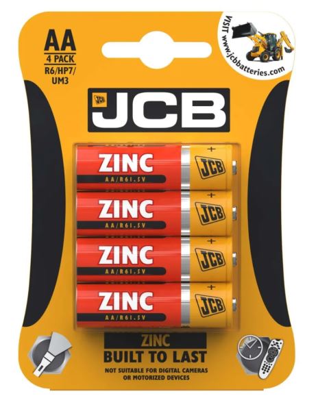 JCB AA ZINC BATTERIES 4 PACK