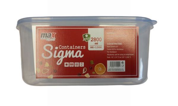 MAX HOUSE WARES 2800ML SIGMA RECTANGLE CONTAINER CLEAR