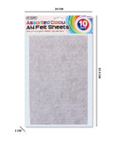 10PK ASSORTED COLOURS A4 FELT SHEETS