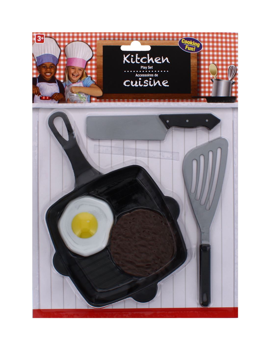 ASSORTED FRYING PAN W/UTENSILS TOY