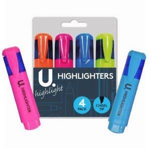 ASSORTED U HIGHLIGHTERS CHISEL TIP