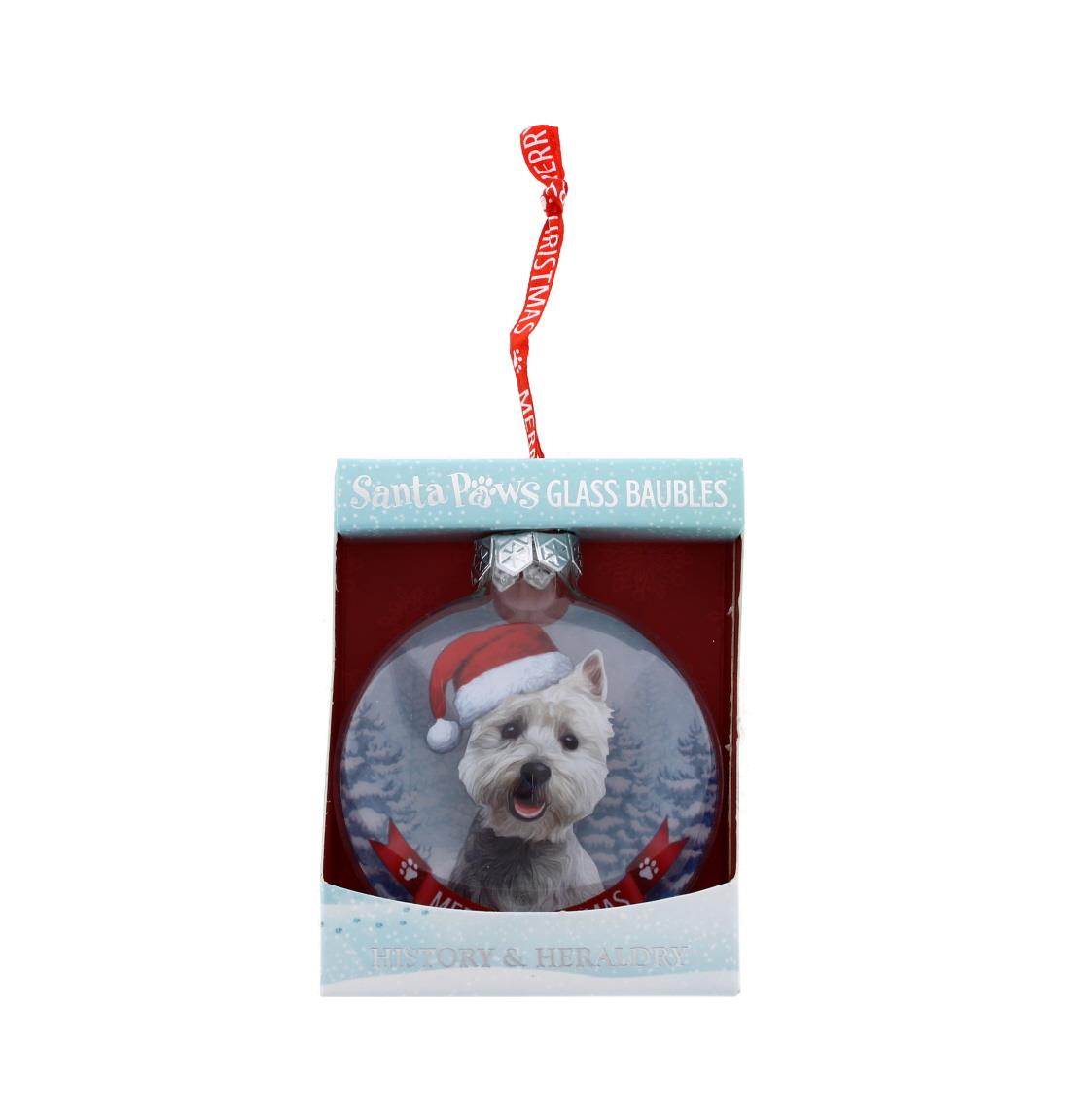 Santa Paws Glass Bauble West Highland Terrier