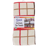 5 PACK HOTEL QUALITY TEA TOWELS