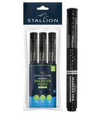 3PK STALLION PERMANENT MARKER PENS BLACK INK
