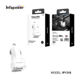 Infapower 38W Dual USB-A Car Charger – Fast Charging Adapter