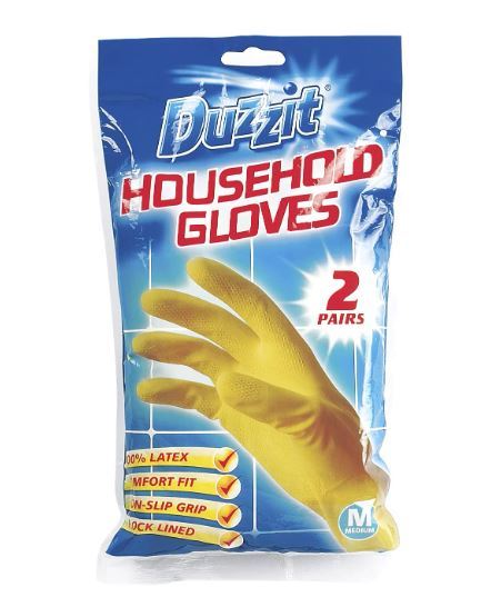 PK OF 2 PAIRS HOUSEHOLD GLOVES MEDIUM