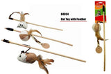 PET BUDDIES CAT PLAY TOY WITH ELASTIC STRING AND FEATHER