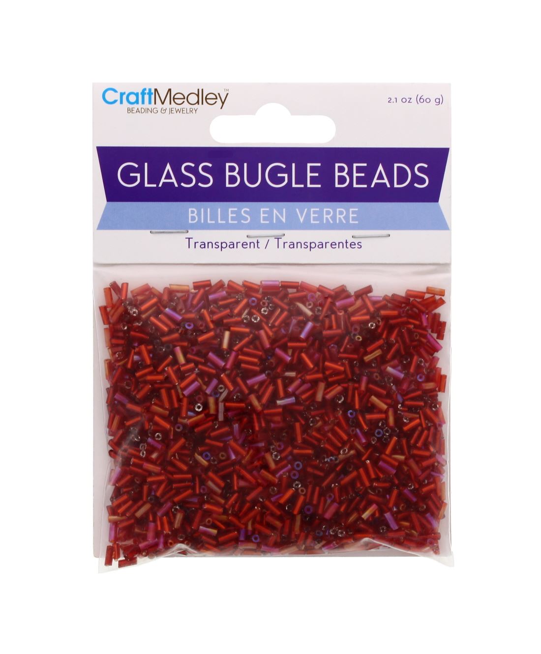 GLASS BUGLE BEADS ROUGE TINTS