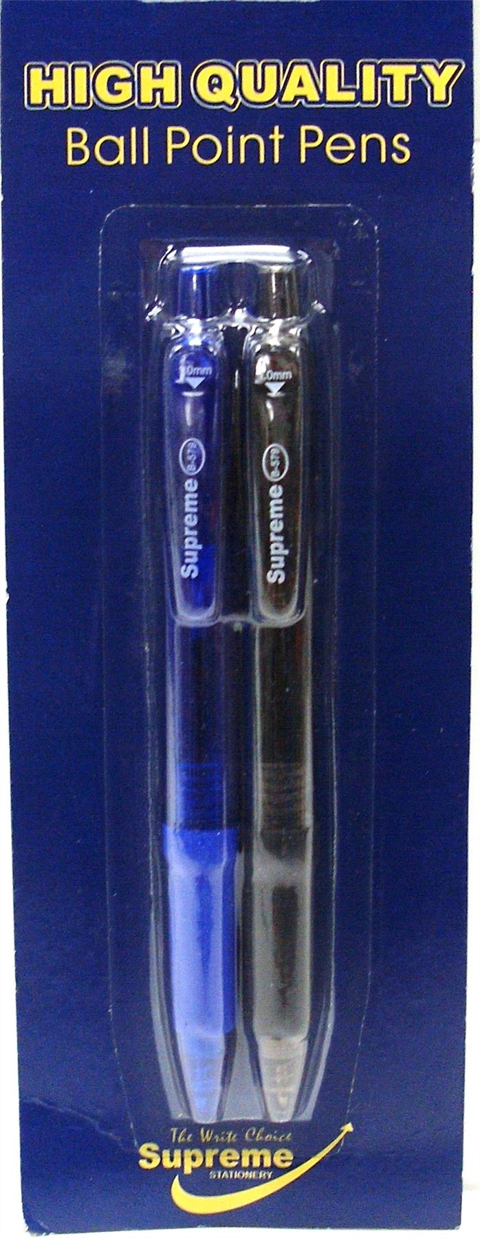 2PK BALL POINT PENS-BLACK & BLUE