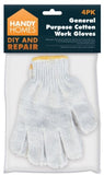 4PK COTTON WORK GLOVES