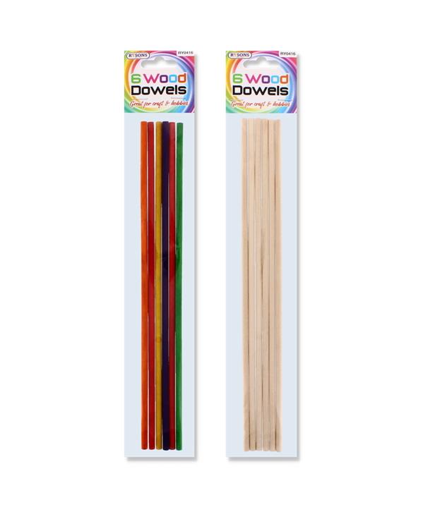 6PC ASSORTED WOOD DOWELS