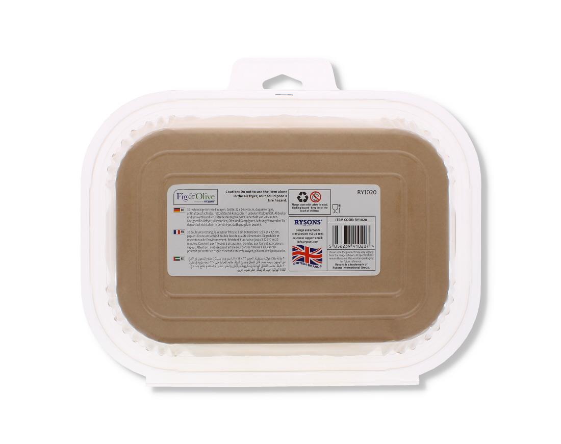 30PK RECTANGULAR AIR FRYER LINERS 22 x 14 x 4.5CM