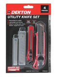 PACK OF 4 DEKTON UTILITY KNIFE SET  RED