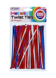 600PK ASSORTED METALLIC TWIST TIES