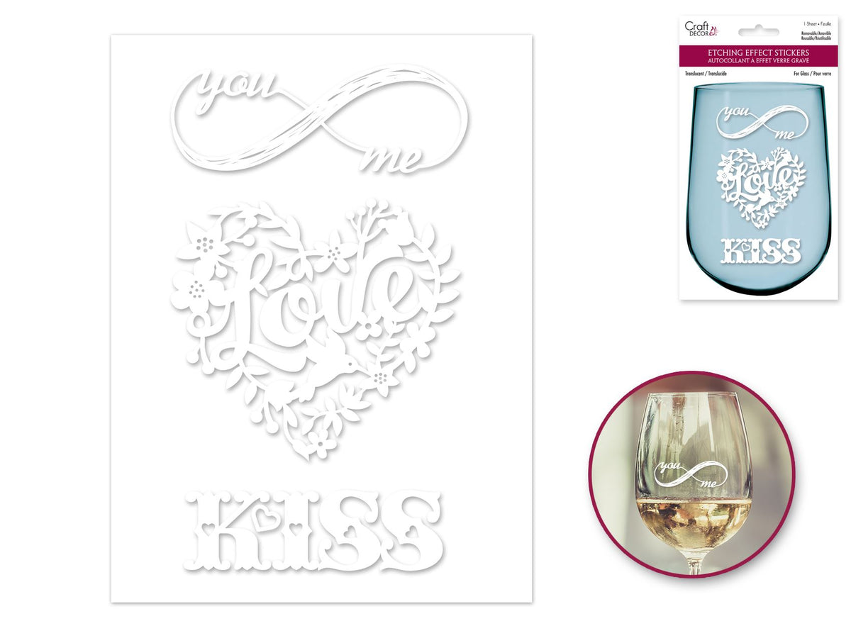 ETCHING EFFECT STICKERS LOVE