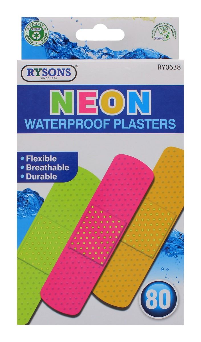 80PC NEON WATERPROOF PLASTERS