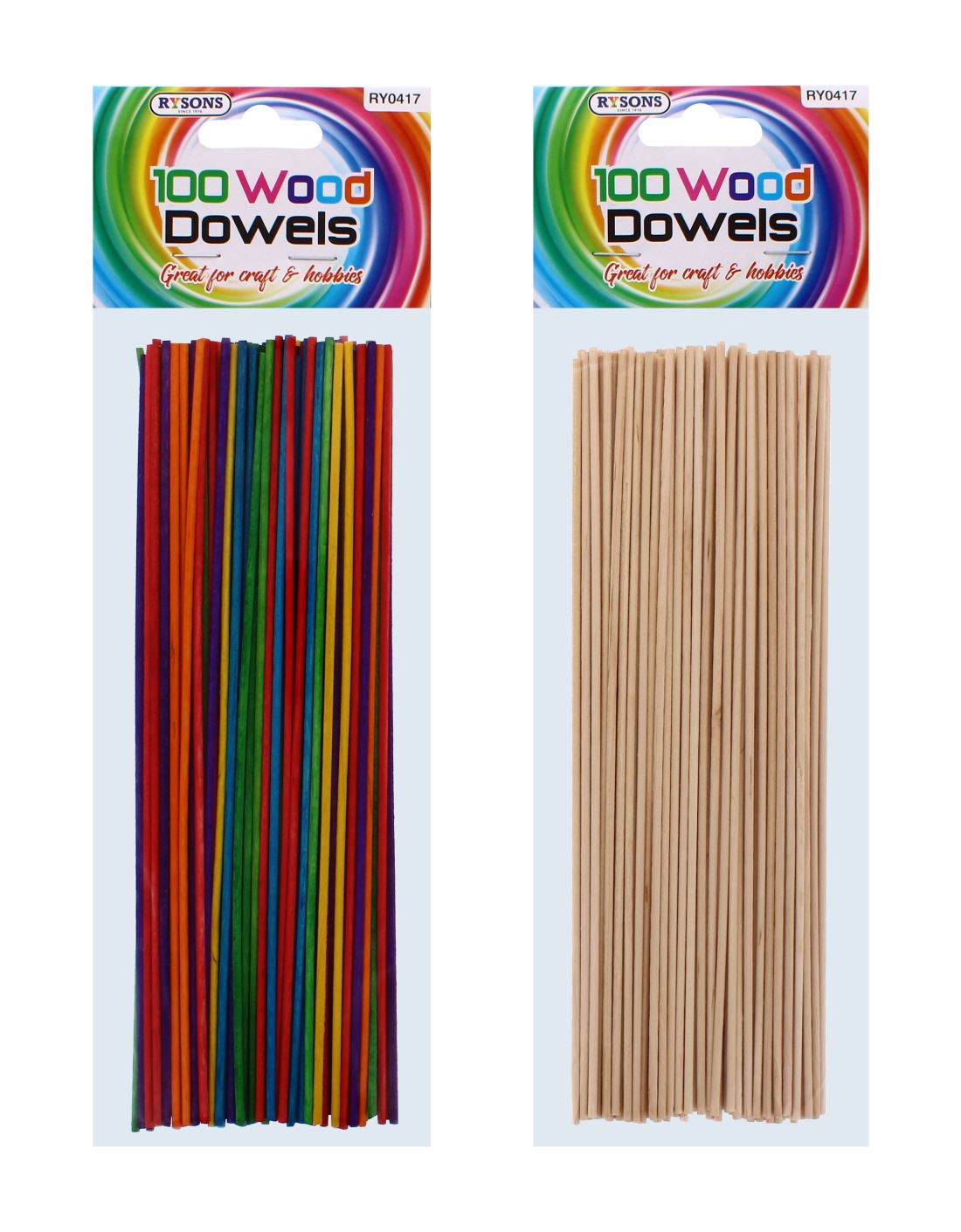 Rysons Assorted Wooden Dowels 100 Pack