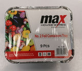 MAX HOUSE WARES RECTANGLE FOIL CONTAINERS WITH LIDS 9 PACK