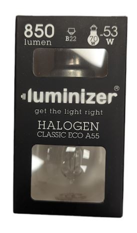 LUMINIZER B22 HALOGEN BULB 70W WARM WHITE