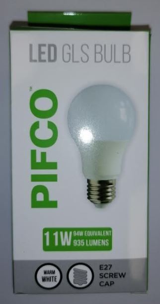 PIFCO E27 LED GLS BULB  SCREW CAP 11W WARM WHITE