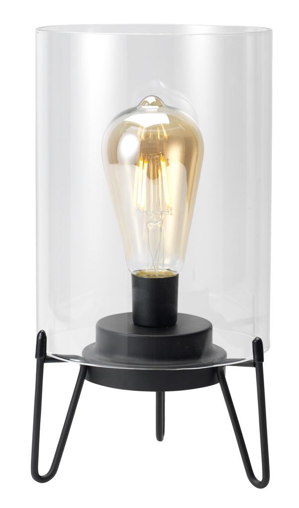 GLASS & BLACK METAL BATTERY LAMP LED BULB