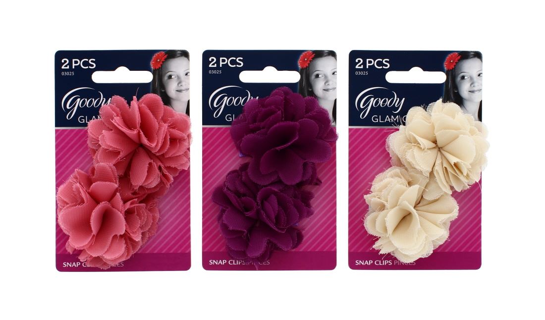 ASSORTED GOODY 2PC FLOWER SNAP CLIPS