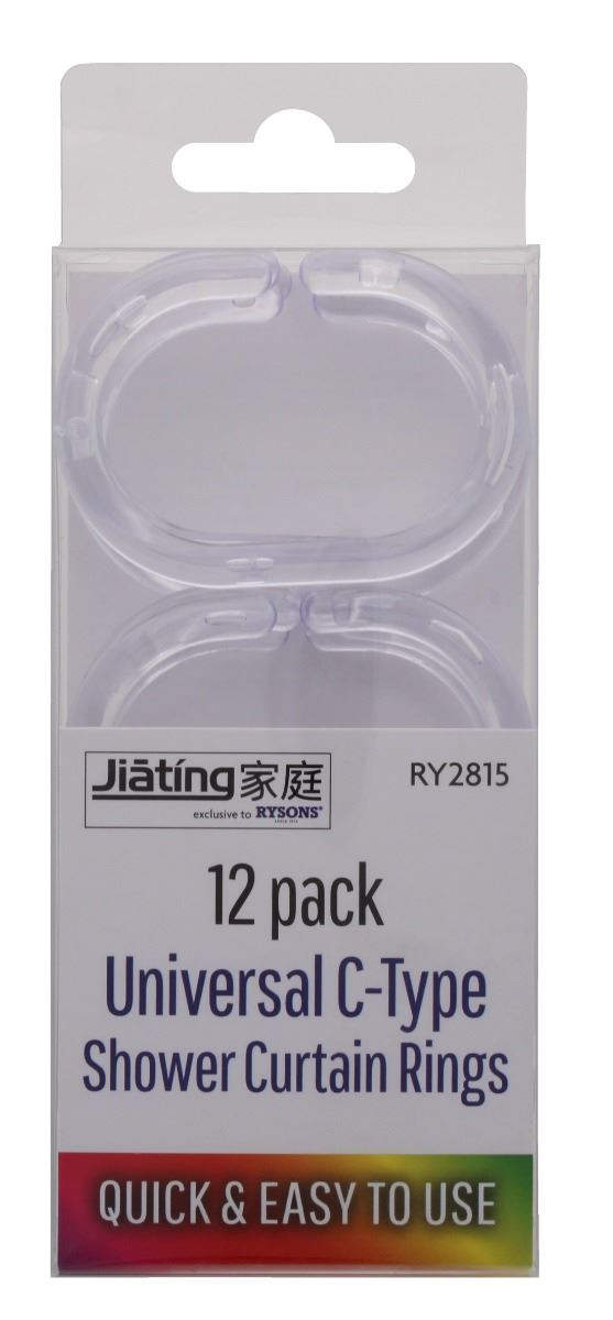 12PK SHOWER HOOKS CLEAR