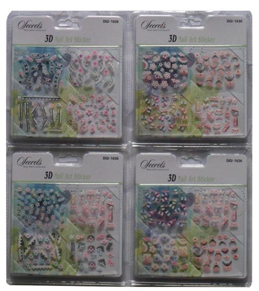 ASSORTED 3D NAIL ART STICKERS