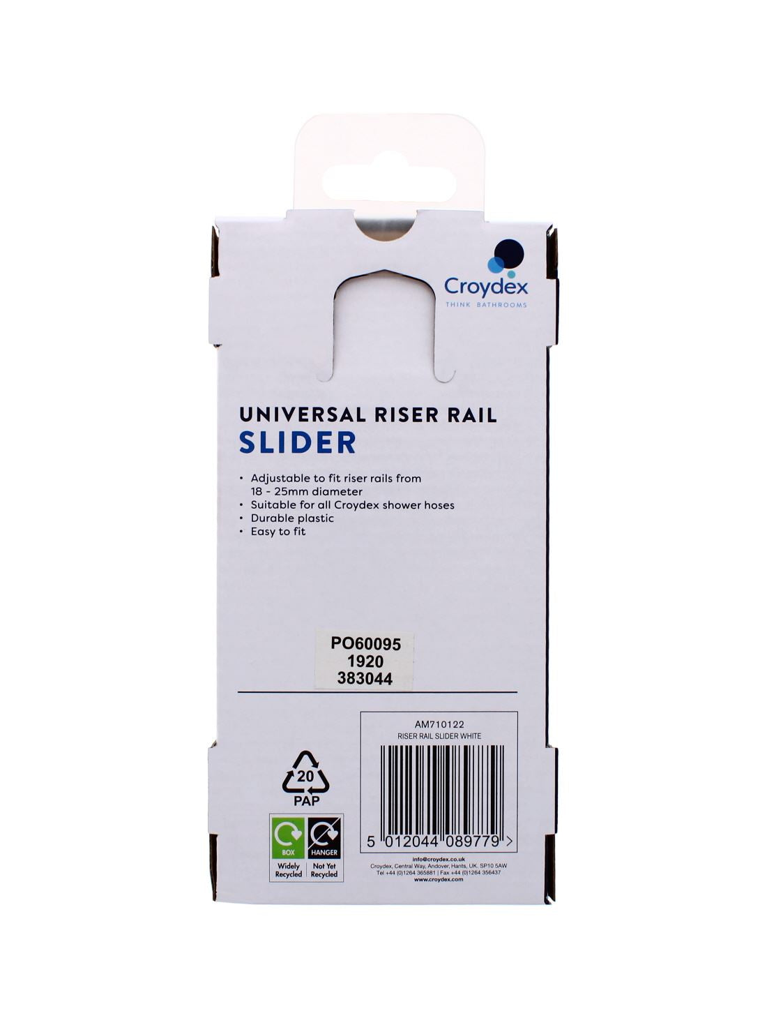 WHITE UNIVERSAL RAIL SLIDER CROYDEX