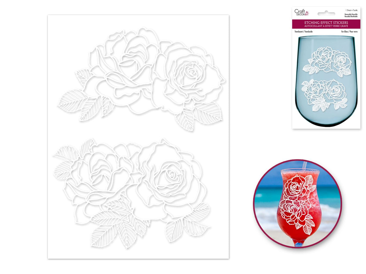 ETCHING EFFECT STICKERS ROSE BOUQUET
