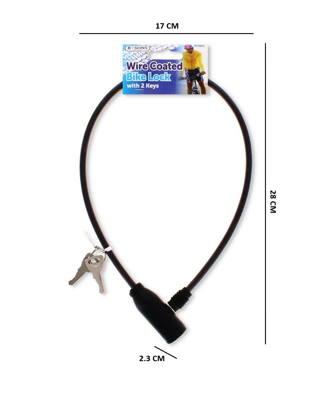 ASSORTED WIRE COATED BIKE LOCK W/ 2 KEYS