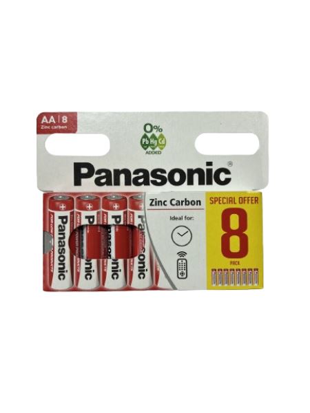 PANASONIC AA ZINC CARBON BATTERIES 8 PACK