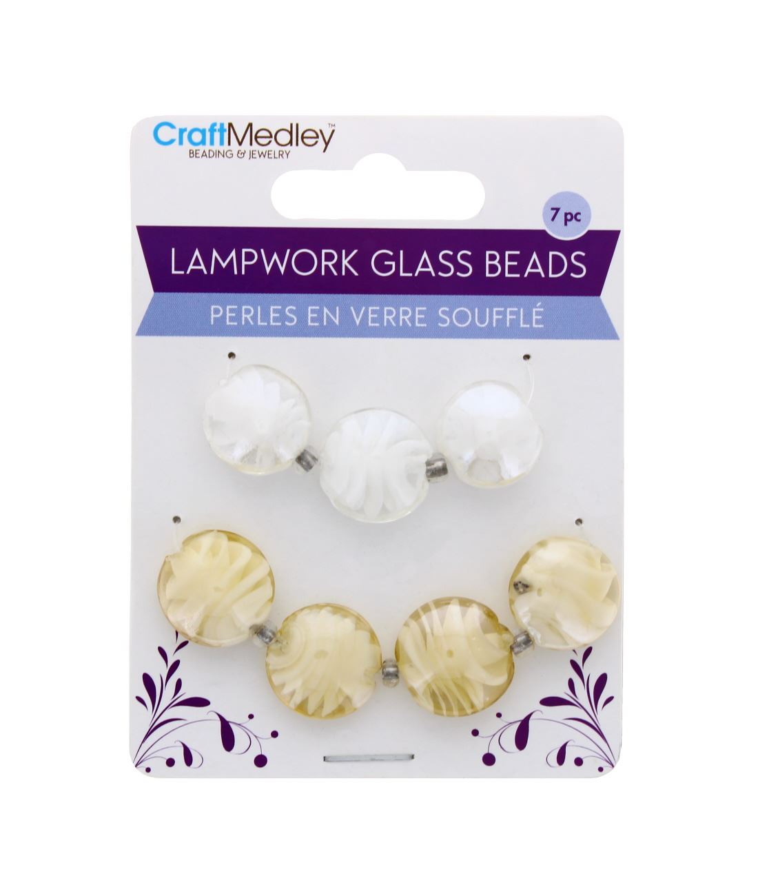 7 PC LAMPWORK GLASS BEADS PEARL