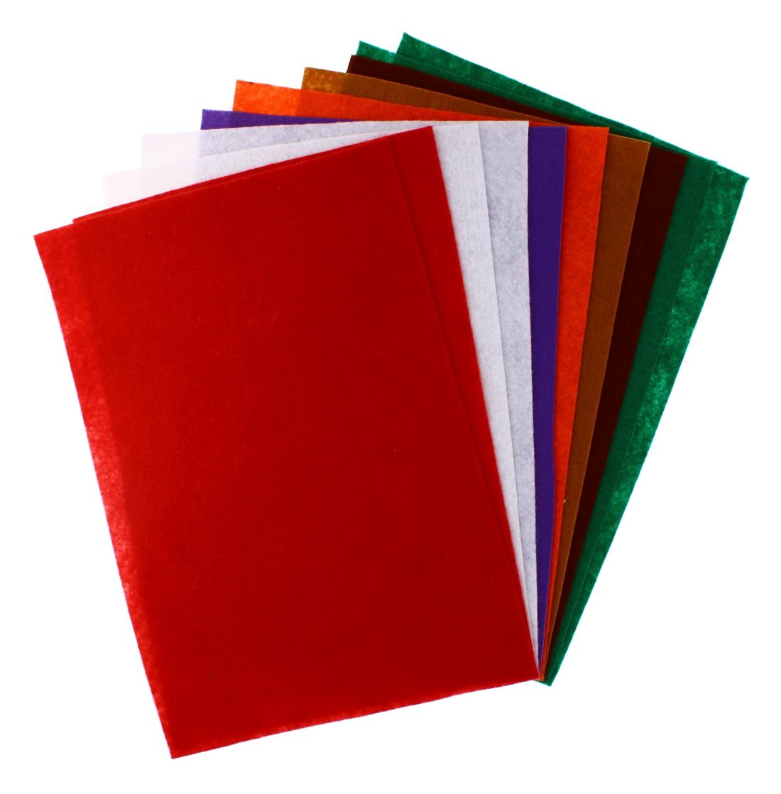 10PK ASSORTED COLOURS A4 FELT SHEETS