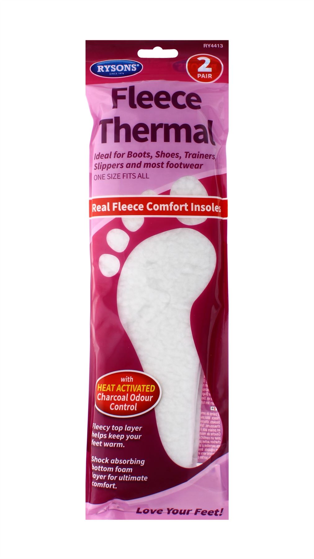 2 PAIRS FLEECE THERMAL INSOLES