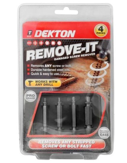 4 PIECE DAMAGED SCREW REMOVER w/ STORAGE CASE