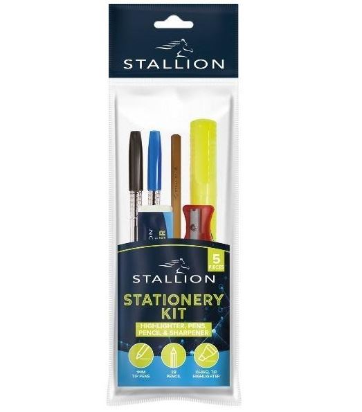 5PK ASSORTED STALLION STATIONERY KIT