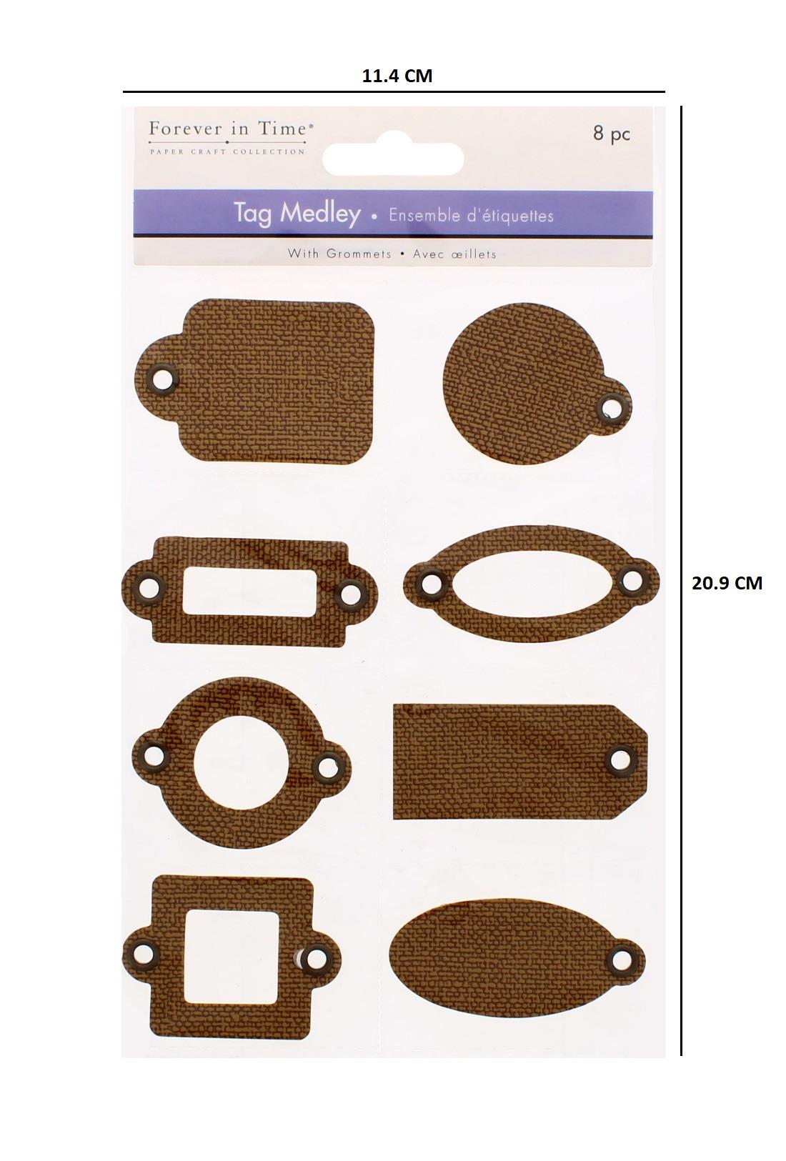 8 PC TAG MEDLEY BURLAP