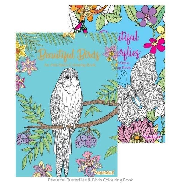BUTTERFLIES BIRDS ANTISTRESS COLOURING BOOK 24 PGS