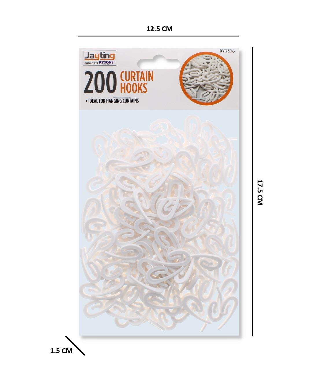 200 PK DECORAIL CURTAIN HOOKS