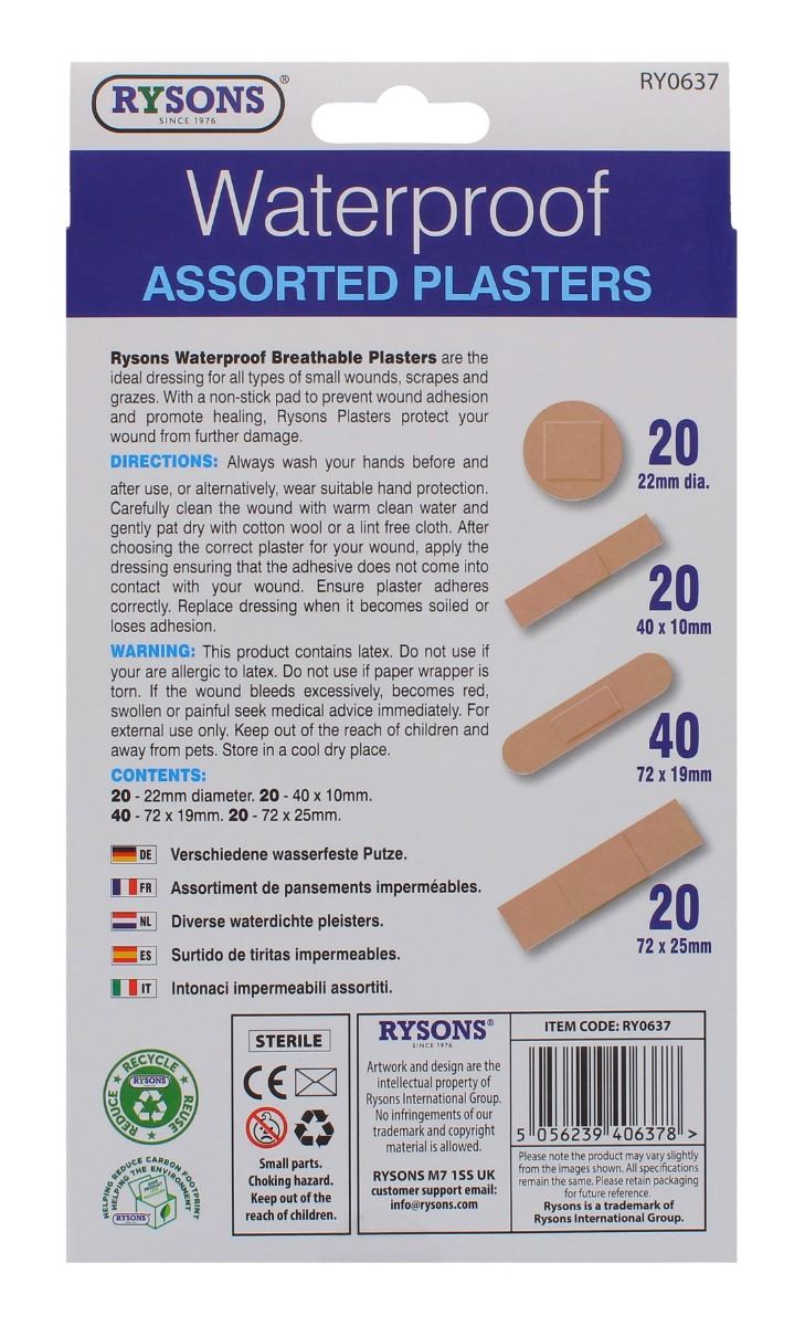 100PK WATERPROOF ASSORTED  PLASTERS