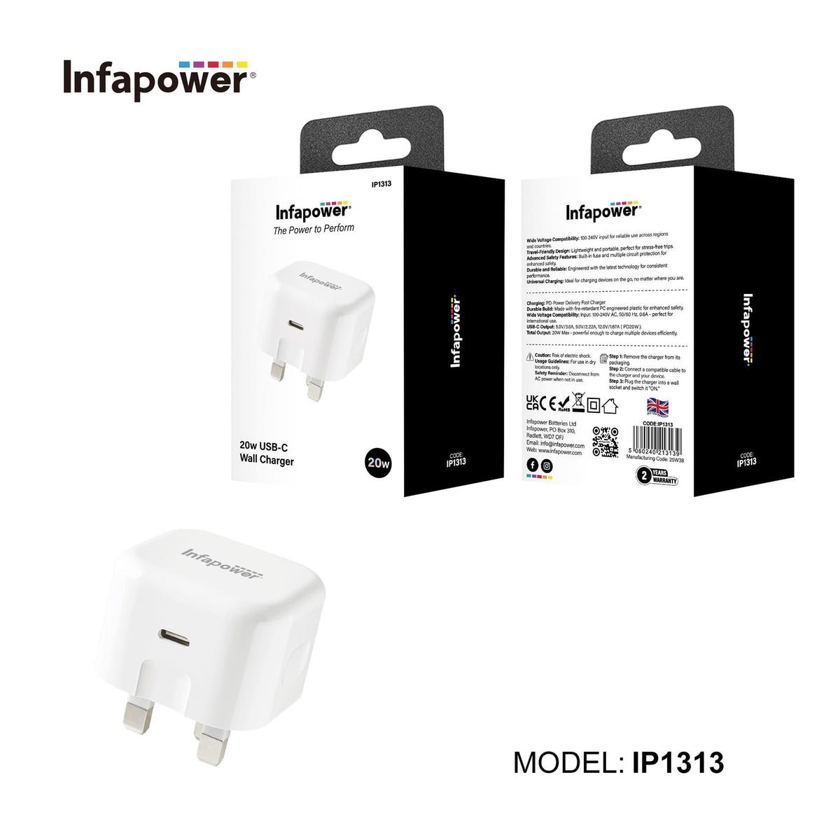 Infapower 20W USB-C Wall Charger – Fast Charging Power Adapter