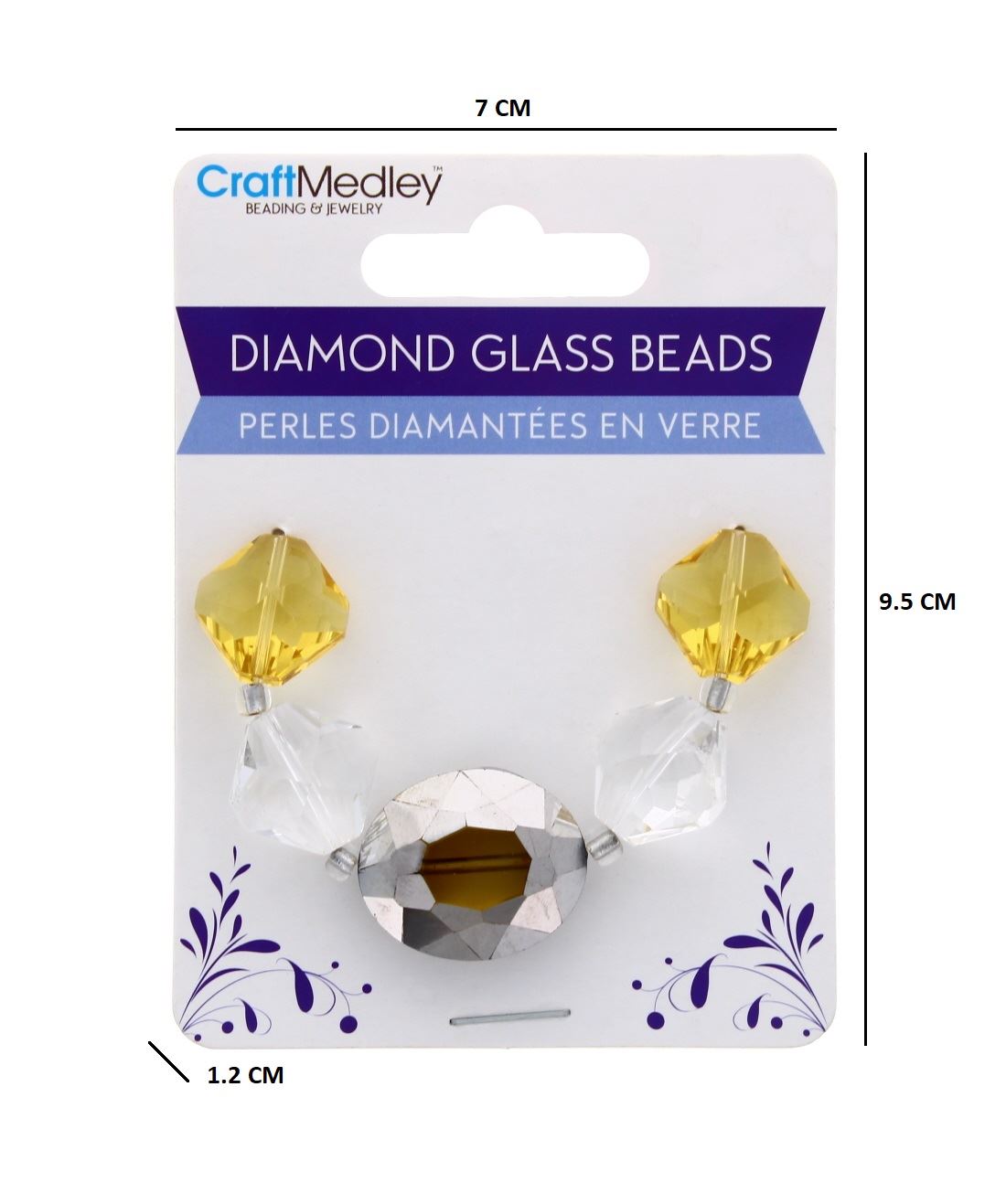 DIAMOND GLASS BEADS AMBER