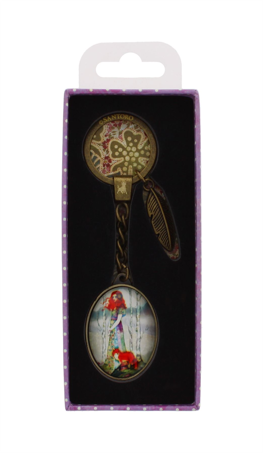 SANTORO OVAL METAL & GLASS PRINCESS & OWL