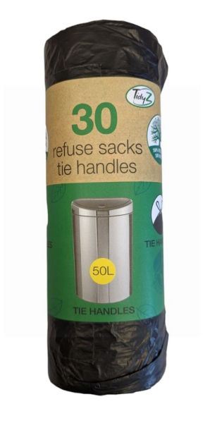 TIDYZ 30TIE HANDLES REFUSE SACKS 50L