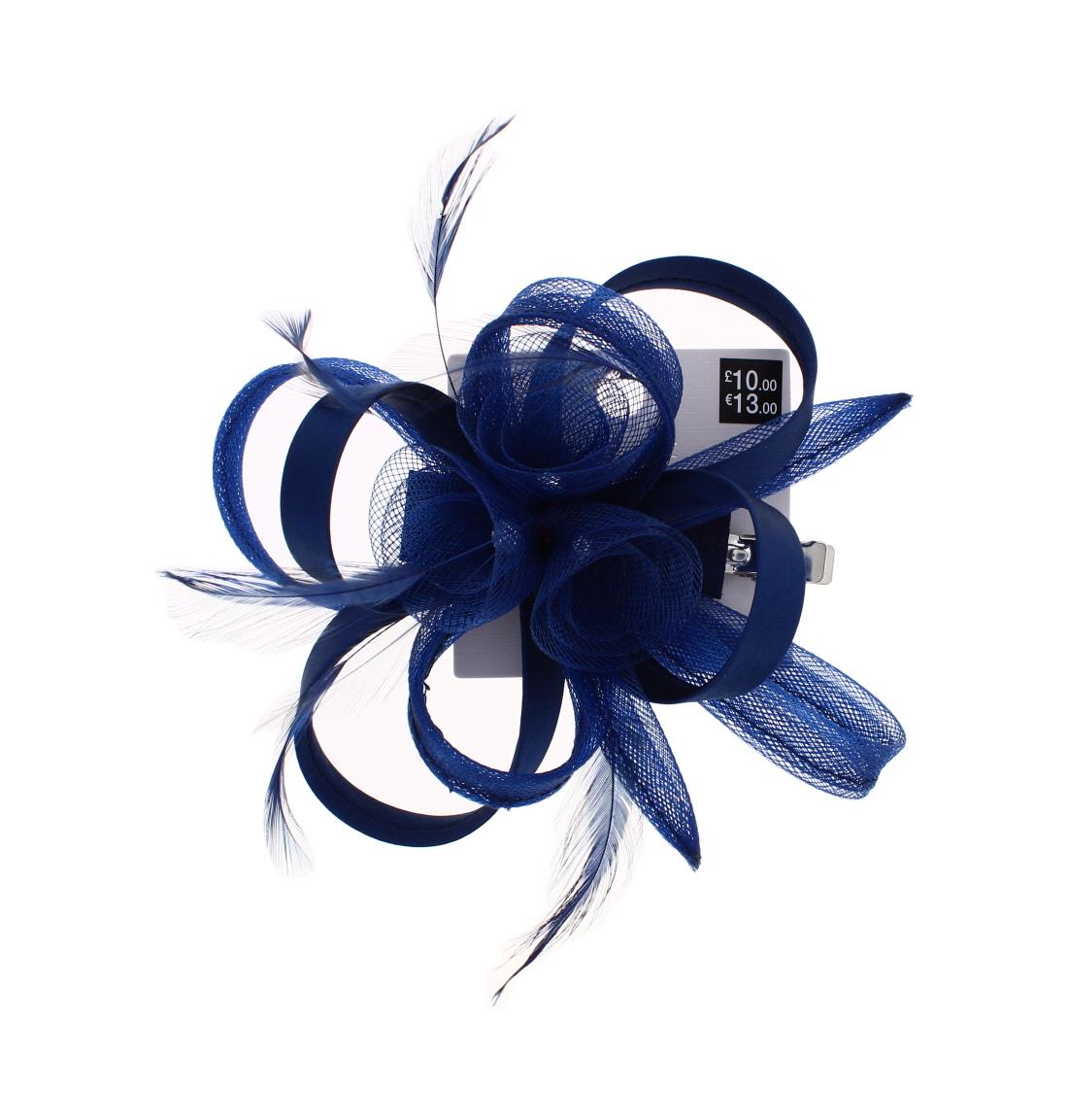 DARK BLUE WEDDING HAIR BAND W/ REAL FEATHERS