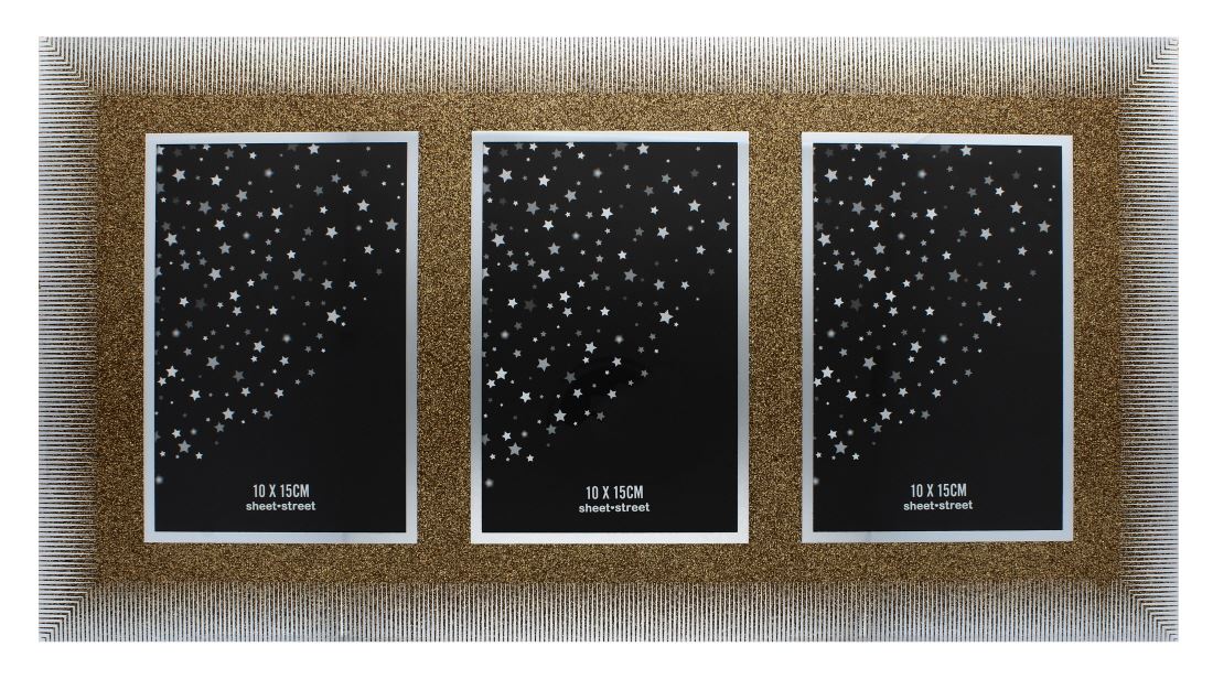 GOLD TRIPLE PHOTO FRAME 10x15cm