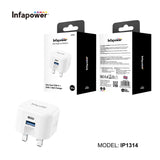 Infapower 20W Dual Port Wall Charger – USB-A & USB-C Fast Charging Plug
